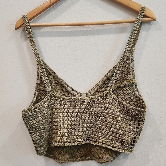American Eagle Outfitters Olive Green Crochet Crop Top - Picture 7 of 8